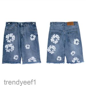 denim stacked shorts men designer tear jeans pour hommes jean Summer Men Hole Denim Short Pants Fashion Beggar Scraped Hip Hop Printing Folower Coated Jeans Shorts