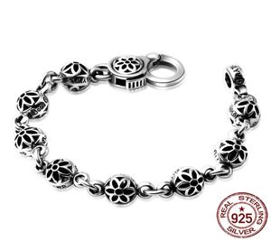 100% S925 Sterling Silber Armband Ality Mode Retro Vielseitiger Schmuck Einfacher Punk -Stil Kirschblüten an Send9096368