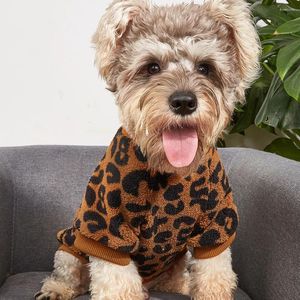 Abiti da cucciolo abbigliamento per cani abiti pullover leopardo giubbotto stampato inverno per piccoli cani gatti chihuahua Yorkie pug cappa