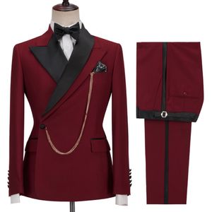 Svart brudgum Wear Groomsmen Suits Men Wedding Tuxedos Double Breasted For Slim Fit 2 Pieces Set Prom Party Suits Jacket With Pants 289e