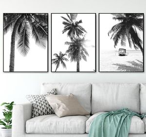 Poster del paesaggio tropicale nero Bianco Minimalista Minimalista Picture in tela di pittura Nordic Palm Tree Art Decor3451609