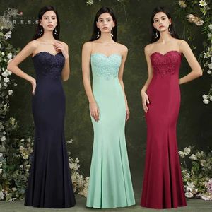 Runway Dresses Long Mermaid Mint Grn Bridesmaid Dresses 2023 Swtheart Strapless Open Back Beaded Sequins Formal Wedding Party Gown Burgundy T240518