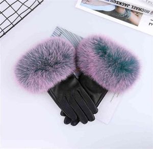 Real Sheepskin Fol Fur Gloves Genuine Giove in pelle Guida inverno in inverno Stile di moda Warm Natural Y Fox Fur Oversize Personalizza T2207306093834