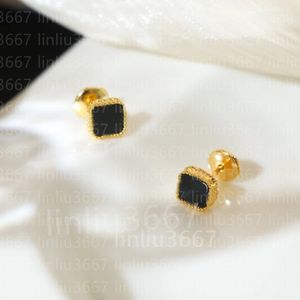 Mini orecchini grigi Madre di Pearl V-Gold 18K Orecchini a quattro foglie per donne con scatola per i regali Senior Orecchini classici Nuovi orecchini a trifoglio Orecchini di lusso leggeri