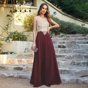 Runway Dresses BABYONLINE Evening Dresses Illusion Swtheart Backless Zipper Gold Appqulies A Line Wedding Guest Bridesmaid Long FormalGown T240518