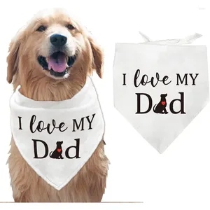Dog Apparel 1pc Pet Bandana White Cotton Triangle Pet's I Love My Dad Words Flower Washable Puppy Cat Scarf Bibs Accessories