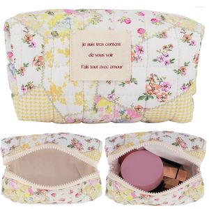 Kosmetiska väskor japanska quiltade makeup kvinnor lätt rese toalettråsa arrangör bärbar blommig lagring estetik