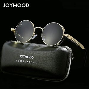 Joymood Steampunk Round Solglasögon Män klassisk varumärkesdesigner Vintage Sun Glasögon för män Metal Frame Fashion Eyewear UV400 319U