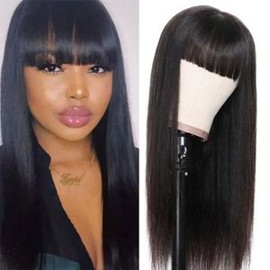 2024 13*4 HD Lace Wig Brazilian Loose Deep Straight Hair Wig with Bangs Peruvian Curly Lace Wig Malaysian Body Wave Suitable for Women All Ages Natural Color 8-26 Inch