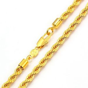 colar de corda sólida em corrente de nó, colar de colar de colarinho de ouro amarelo de ouro 18k 18 polegadas 255k