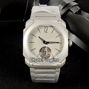 Najlepsza edycja Octo Finissimo Tourbillon Titanium Steel Case 103016 102138 Grey Dial Automatyczna męska zegarek zegarki Sport Watches Pure T 292W