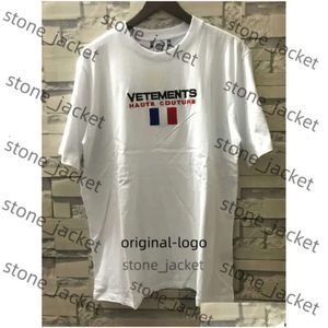 Męskie koszulki Vetements T Shirt Mężczyzn Kobiet Kobiety z krótkim rękawem duży tag Hip Hop Loose Casual Hafdery Tees Black White Tshirts TOP x0726 VTM 638F