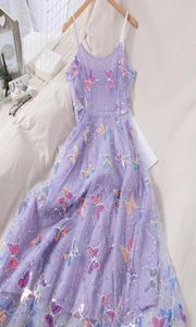 Sukienka motyla cekin slip kobieta elegancka seksowna plażowa haft haftowa mesh sukienki 2021 Wieczor Korean Kawaii Club2715557
