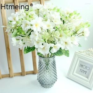 Flores decorativas 12 cabeças de seda artificial Gardenia para peças centrais de casamento Decorações de casa floral 1pcs