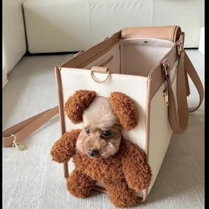 Puppy de transportadora de cães saia bolsa de ombro portátil, grande capacidade de suprimentos de estimação de bolsa marrom para cães pequenos