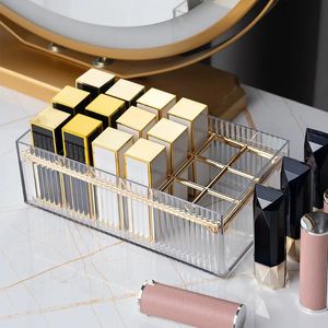 18 Grids Lippenstift Organizer Hülle Make -up -Organisator Gold luxuriöser Acrylkosmetikspeicherbox Transparent Makeup Organizer Box 240518