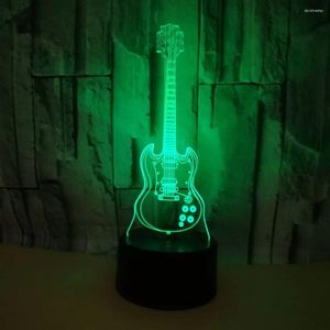 Bordslampor Creative Guitar 3D Night Deco ColorfiRift Atmosphere Art USB LEDLAMP Fjärrkontroll Fabriksfabrik grossist
