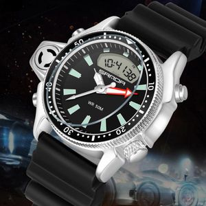 ساعات المعصم 2021 Sanda Fashion Sport Men يشاهدون ساعة الكوارتز Diver Wristwatch 50m مقاوم للماء العسكرية الرقمية المضيئة على مدار الساعة Relogio Mas 221Z