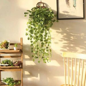 Flores decorativas de 90 cm de plantas artificiais de parede decoração de casa verde videiras verdes creeper hetilha girland simulação planta flor flor sala de casamentos na sala de festas