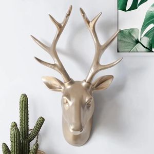 Animal Statue Sculpture Decoration Large 3D Deer Head Home Wall Decoration Accessories Room Wall Decor Resin Deer Head Statues 240516