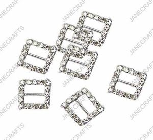 Buckles 15mm 30pcs Square Rhinestone Buckle Invitation Ribbon Slider For Wedding Supply Silver Color rhinestone bikini connectors7678931