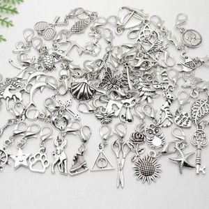 Partihandel - Mic i lager 100 PCS Lot Mixed Charms Pendant Lobster Clasp Dangle för armbandsmycken som gör fynd 242K