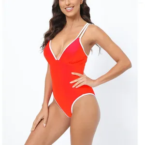 Kvinnors badkläder Sexig Deep V One Piece Swimsuit Women 2024 Ladies Bathing Suit Woman Bikini Summer Swimming for Beach Wear Monokini