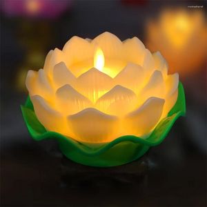 Lampy stołowe romantyczna lampa nastroju bez flomena budda lotos kwiat światło migające płomienie kwiaty dekoracja domowa