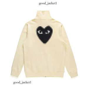 CDGS Hoodie Designer Herren Hoodies Com des Garcons Sweatshirt Mockneck spielen Big Heart Hoodie Essentialsclothing Full Reißverschluss beige Brandgröße XL CDGS Shirt 552