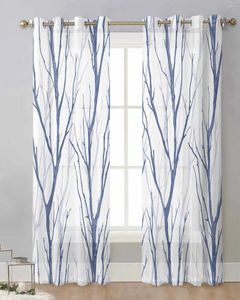 Curtain Silhouette Of Branch Birds And Animals Bedroom Voile Window Treatment Drapes Tulle Sheer Curtains For Living Room