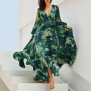 Casual Dresses Women's Dress 2024 Fashion Holiday Floral Slit Lady Maxi Long Summer Print Beach High Quality Luxury