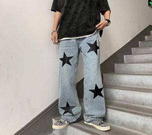 Men039s Jeans Hiphop Male Star Print Loose Wideleg Trousers American Streetwear Straight Pants Baggy High Waist Y2k Men Women6832119