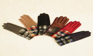 6Styles Plaid suede Gloves Women Cycling Mittens Winter Autumn Check Warmer Outdoor Drive Warm Mittens Grid finger Gloves 2pcslot4216470
