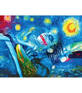 Nicoleshenting Joker Batman The Dark Knight Superhero Movie Art Silk Plakat Drukuj Trippy Starry Night Picture Wall Decor3112692