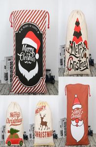 2019 New Christmas Large Canvas Gift Bag Monogrammable Storage Bags Santa Reindeers Drawstring Candy Bag Christmas Supplies W959555203043