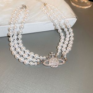 Klassisk skiktad sträng runda pärlor pärlor planet krage choker för kvinnor oregelbundna barock pärlhänge bröllop halsband gåva