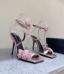 Verão perfeita para cristal sandals sapatos dua lipa feminino salto alto salto de couro tornozelo vizinho de festas de festas vestido de noiva elegante bombas eu35-42