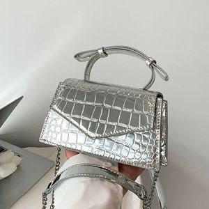 Frauen lackierte gedruckte Umhängetasche Damen Dinnertasche Magnetische Schnalle Hochglanzhandtasche 240513