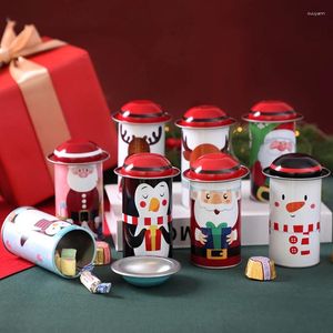 Dinnerware 1Pc Christmas Candy Tinplate Box Storage Can Decoration Party Santa Claus Snowman Children Gift Sweets