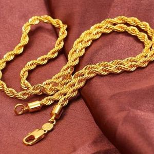 Free shipping simple fashion men's 18K gold necklace explosion models 23 6 twisted rope knotted link chain jewelry 284z