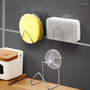 Kitchen Storage Houseeker Stainless Steel Drain Rack Suction Cup Cleaning Cloth Shelf Dish Drainer Sponge Holder Sink Accessories