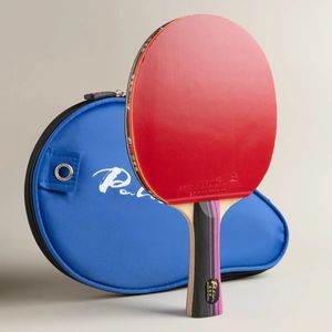 Оригинальный палио 3 звезды углеродной настольный теннис ракетка с резиновой петлей CJ8000 Наступающая спиновая атака Ping Pong Lat с сумкой 240515