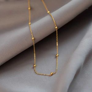 Pendant Necklaces MEYRROYU stainless steel gold bead necklace womens thin chain necklace 2023 trend new gift party fashionable jewelry necklace J240516