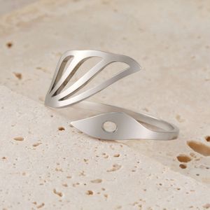 Söt Swan rostfritt stål Öppet justerbar elegant djurfingerring för kvinnor flickor koreansk stil minimalism smycken