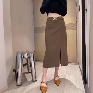 Two Piece Dress Ce24ss New Hardware Decoration Mid Length Wrapped Hip Half Skirt Lazy Warm Texture