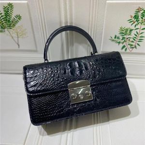 BASS AUTENTICO Vero alligatore in pelle Donne Small Flap Messenger Borse femmina borsetta femmina Crocodile Skin Lady Cross Spalla