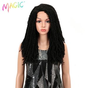 Magic 22 pollici parrucche di capelli sintetici per donne nere Treccia all'uncinetto Twumbo Dread Fucice Locs Acconciatura Long Afro Brown Hair 240506