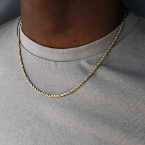 Pendant Necklaces Classic Rope Chain Mens Necklace Width 2/3/4/5mm Stainless Steel Figaro Cuban Chain Necklace J240516