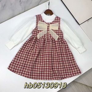 Dresses Girls' Autumn Checker Tank Top Dress Bubble Sleeve Underwear Two Piece Set