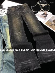 Frauen Jeans Frauen Retro -Waschung Solid Color Denim Flare Hosen 2024 Sommer hoher Taille Weitbein weiblicher Glockenboden Vintage Einfacher gemütlicher Chic